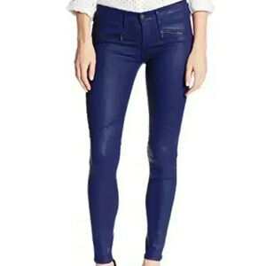 AG Adriano Goldschmied‎ Women's Coated Denim Moto Jeans 27R Mariner